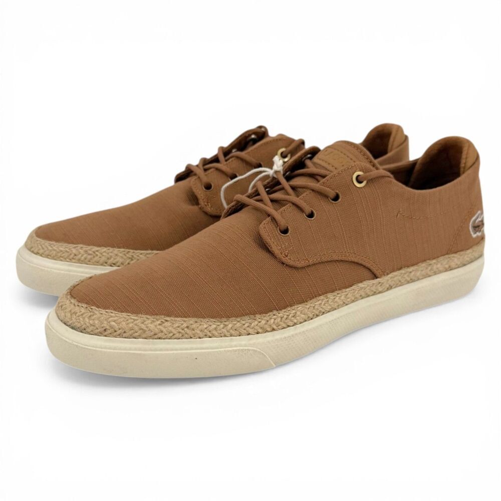 NWT Lacoste Men's Esparre Jute Cotton Canvas Sneakers Tan Size 8.5